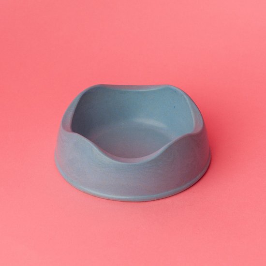 A gray bowl for cats