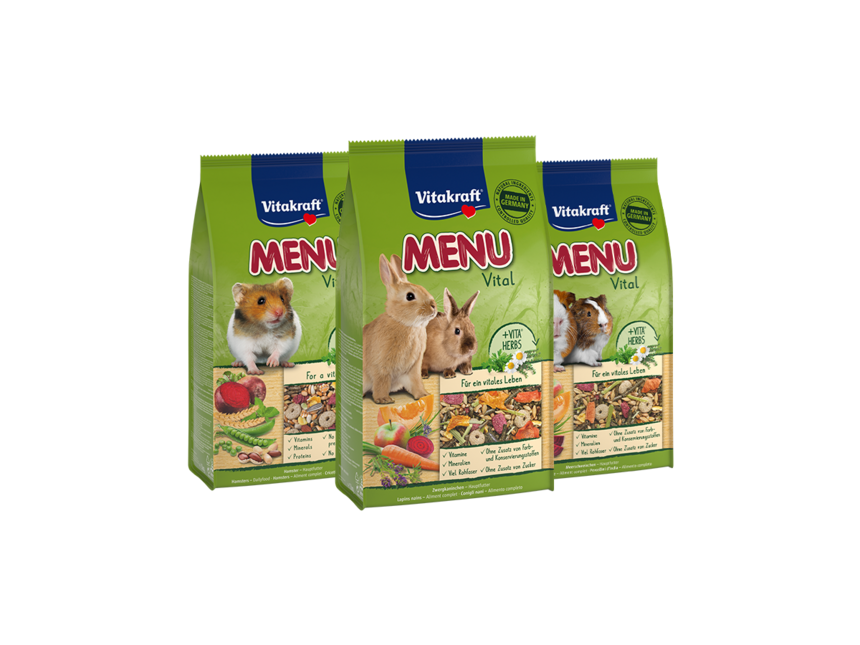Drei Vitakraft Menu Vital Produkte für Nager