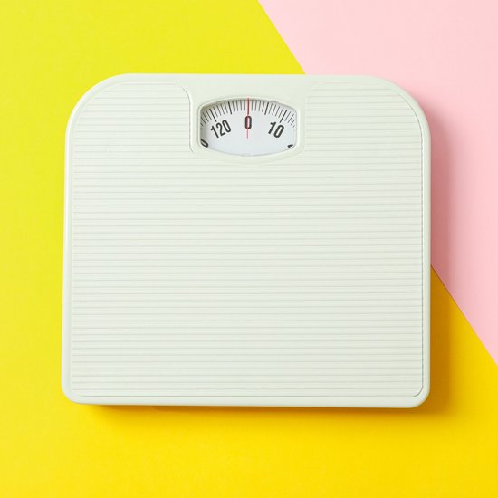 A scale on the floor